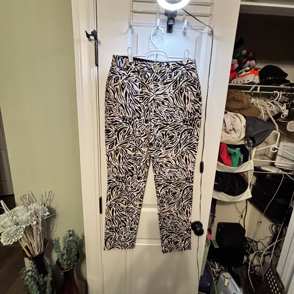NWT Lilly Pulitzer Women's Size 6 Kelly Stretch Pants Onyx/Black Can You Zee Me